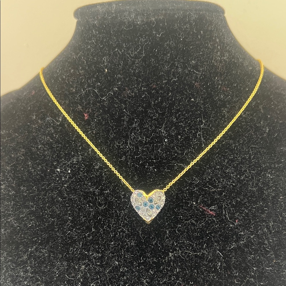 Alexis Bittar Gold Necklace with Blue Heart Pendant